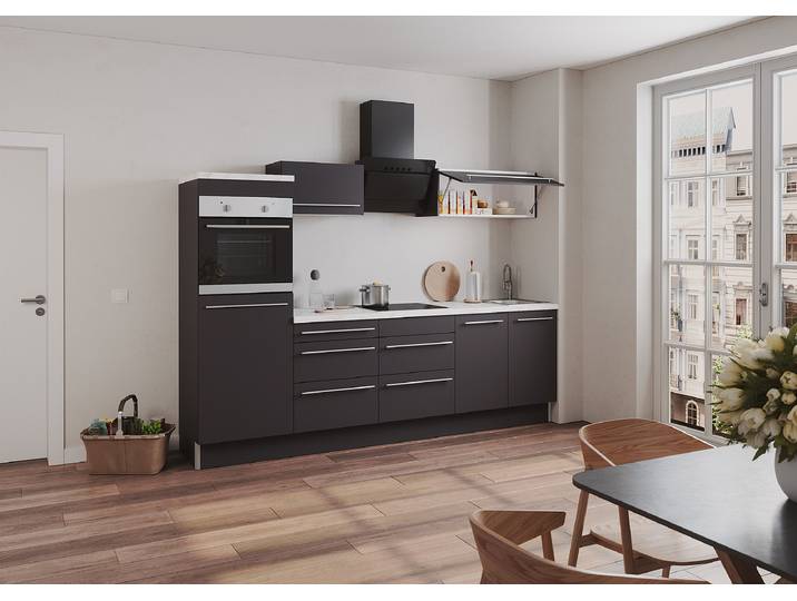 Meuble sous plaque de cuisson Venezia 90cm Gris/Anthracite