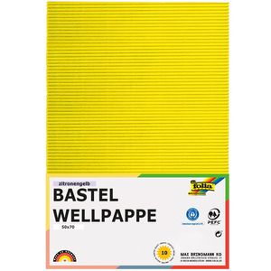 Folia Bastelwellpappe 741012, E-Welle, 50 x 70cm, zitronengelb, 10 Blatt