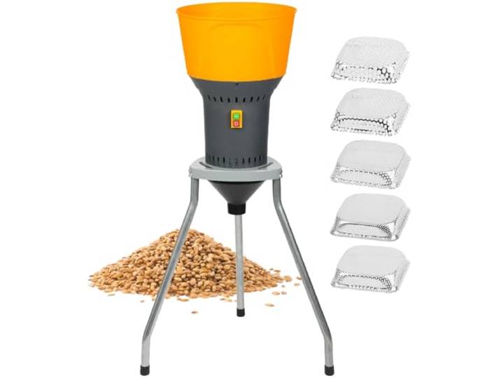 STREND PRO Getreidemühle Elektrisch 1300W mit 5 Siebe Professionelle Elektrische Getreidemühle für alle Getreidesorten - Weizen, Gerste, Mais, Hafer Kornmühle zur Fütterung von Vieh/Tieren