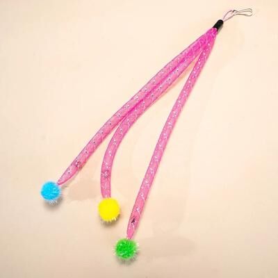 Uplift Essentials Interactive Wool Ball & Elastic Net Teaser Replacements pink