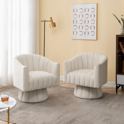 SEYNAR Modern Glam Velvet Upholstered Round Swivel Accent Barrel Chair Set of 2