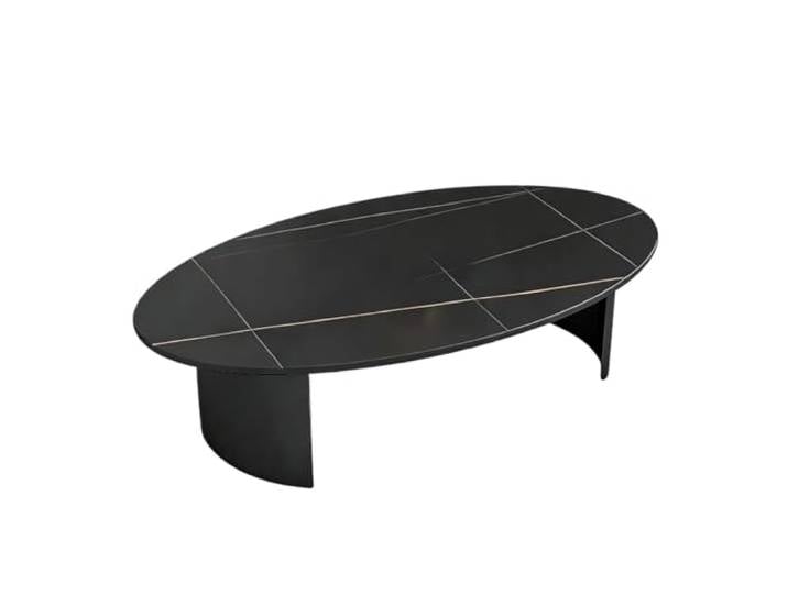 2WFYJNITP Wohnzimmer Kleiner ovaler Couchtisch aus Felsplatte for den Haushalt Mittelstück(Schwarz,Klein)
