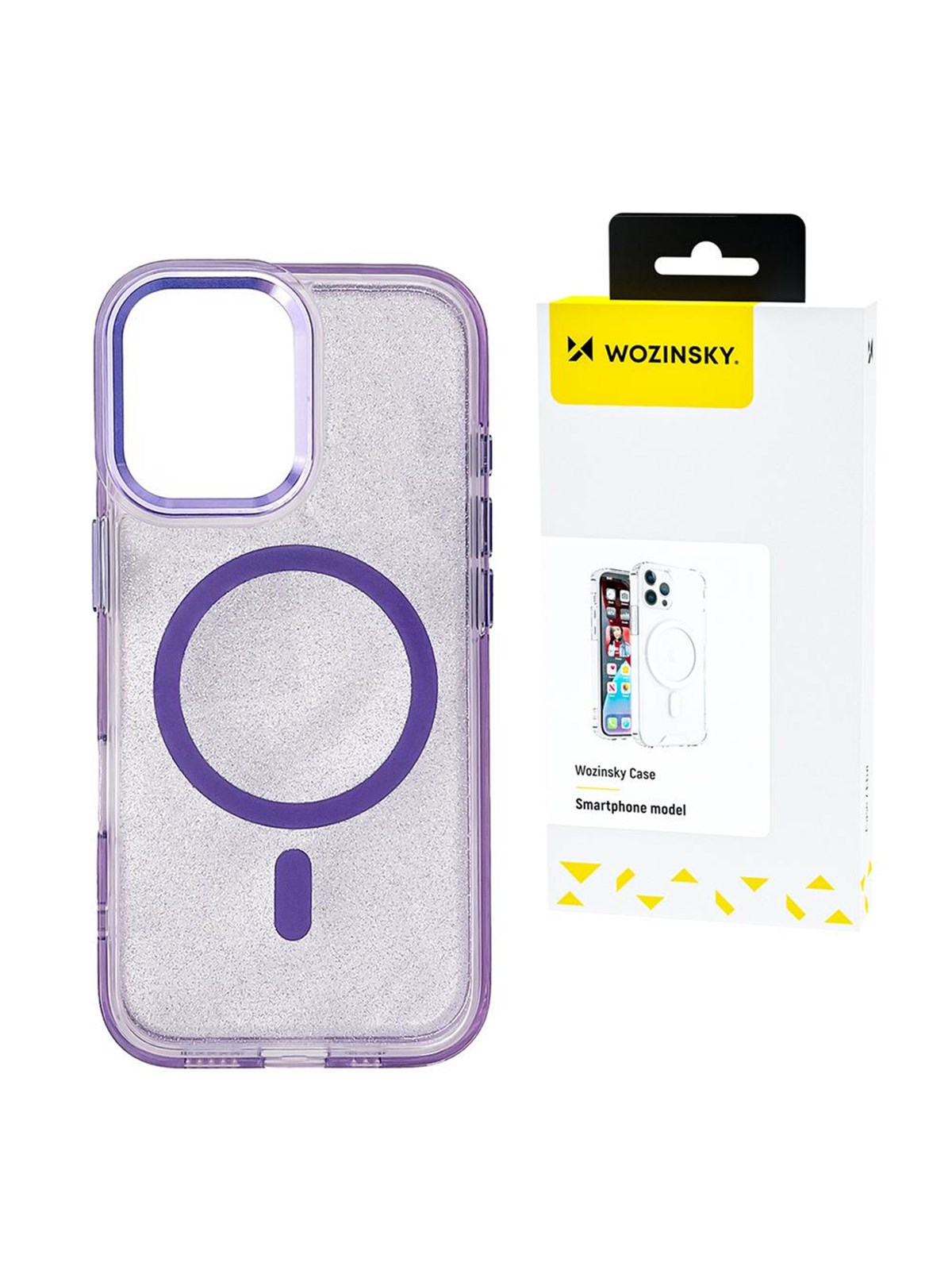 Wozinsky Glitter Case with Mag Safe for Samsung Galaxy S25+ - Purple with Glitter
