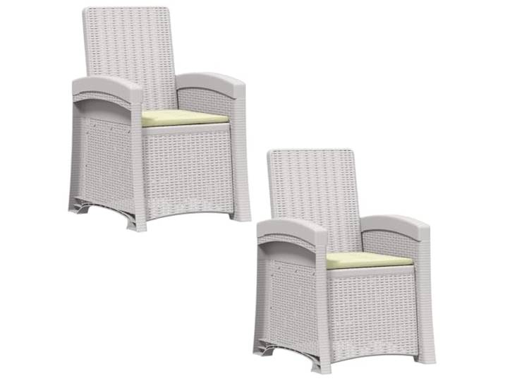 VIHHQGC Liegesessel Garten Rattan-Optik 2 STK. Weiß und Creme PP Verstellbare Rückenlehne, 3 Positionen, stabiler Rahmen, Polypropylen, Garten, Terrasse, Balkon