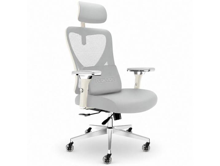 Clouvou Bürostuhl CleverSeat Creme-Weiß, Beige, Metall, Kunststoff, Füllung: Schaumstoff, 70x134x70 cm, Büromöbel, Bürostühle, Drehstühle