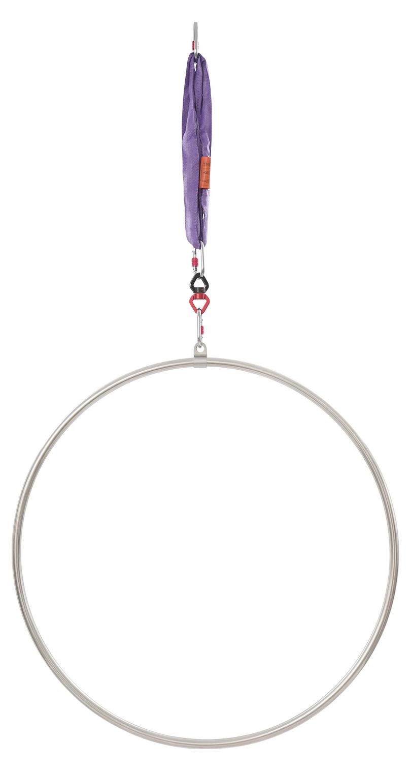 Aerial-Hoop-Set - Luftakrobatikring - 95 cm Durchmesser - Edelstahl - Drehwirbel 30 kN - Decken- oder Stangenmontage - Beige