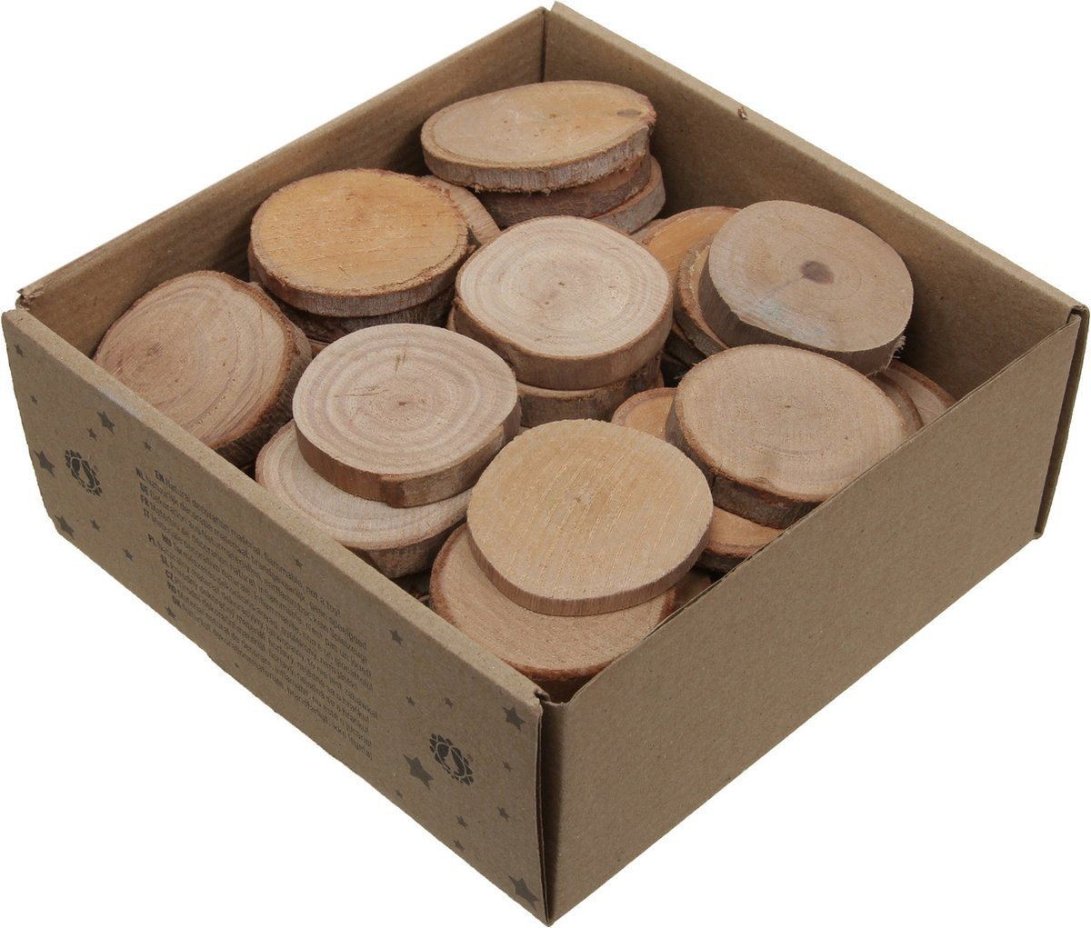 Othmar Decorations Decoratie boomschijfjes - 60 stuks - Hout - Rond - 3-7 cm