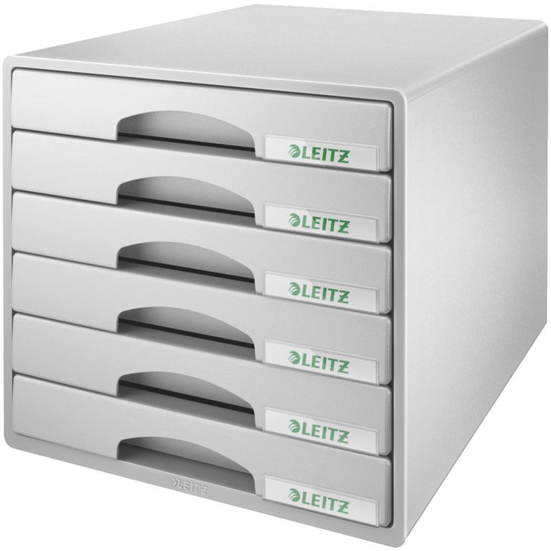LEITZ Schubladenbox Plus grau 52120085, DIN A4 mit 6 Schubladen
