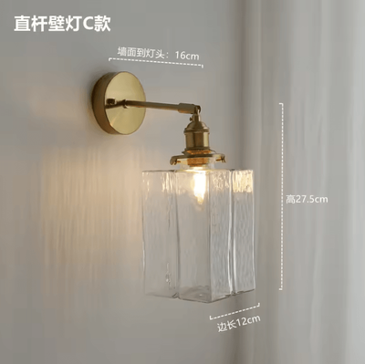 Inspire Curations Japanese Retro Brass Glass E27 Wall Sconce model C