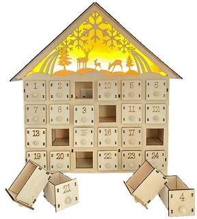 Inspired Deals Wooden LED Advent Calendar With 24 Drawers Christmas Countdown Decoration deer