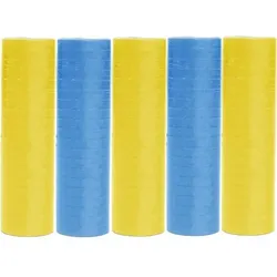 5 Rollen Luftschlangen blau gelb | schwer entflammbar