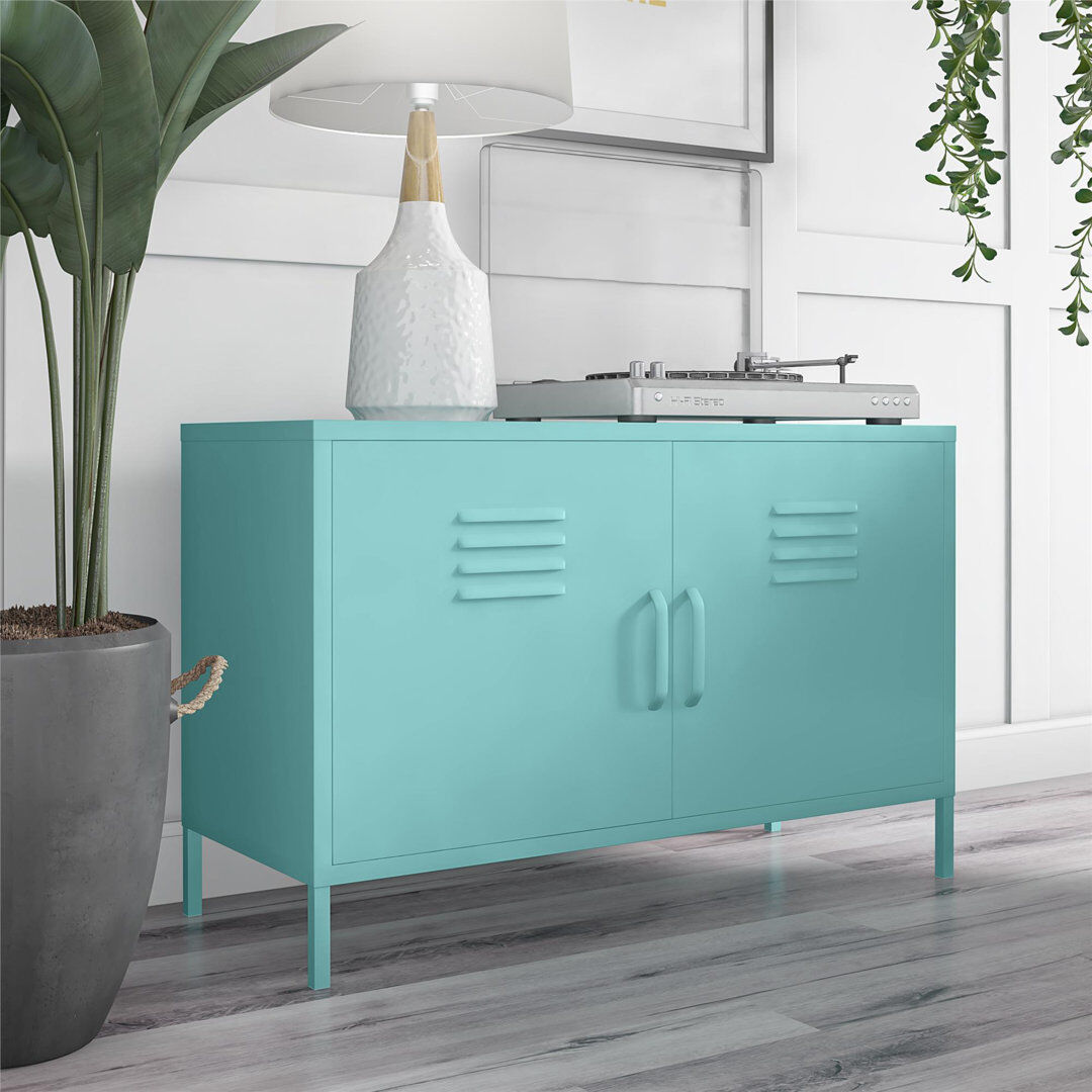 Borough Wharf Lamprecht 2 -Door 2 -Shelf Storage Cabinet Green 64cm H X 100cm W X 40.1cm D
