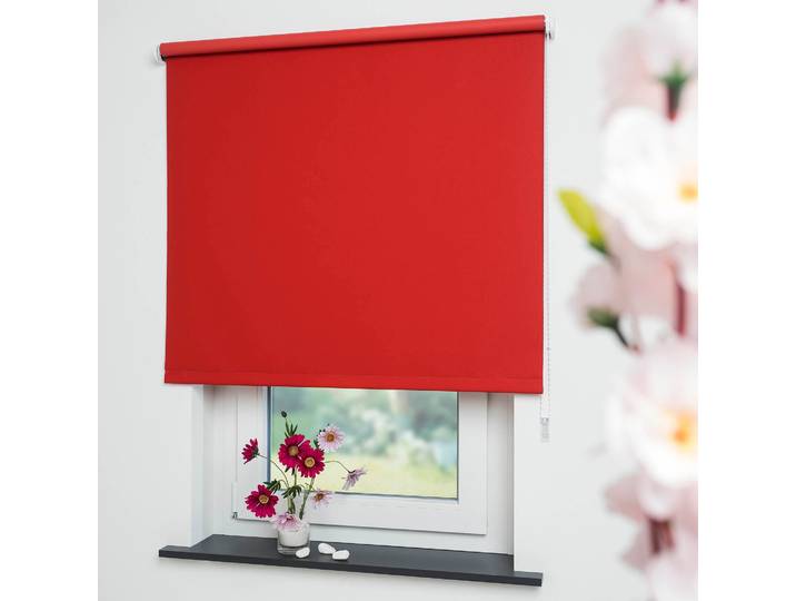 Seitenzugrollo LIEDECO Uni Gr. 2, rot, B:82cm H:180cm, Polyester, Rollos, Seitenzugrollo