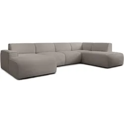WOHNLANDSCHAFT Didim Beige 378/220/78 cm – großes Sofa stilvoll & bequem R