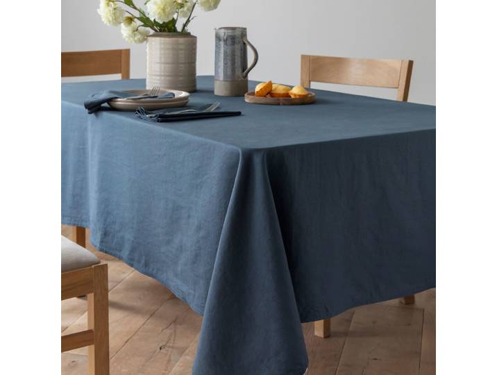 Nappe en coton bleu orage 180x240cm