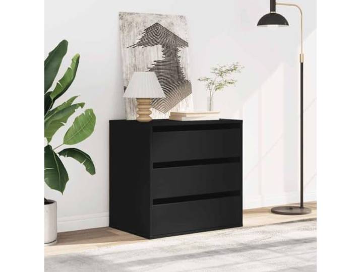 Eckkommode schwarz 60 x 41 x 58 cm aus mehrschichtigem Holz 3 Schubladen, großer Stauraum, Ausstellungsfläche, kippsicher, einfache Reinigung