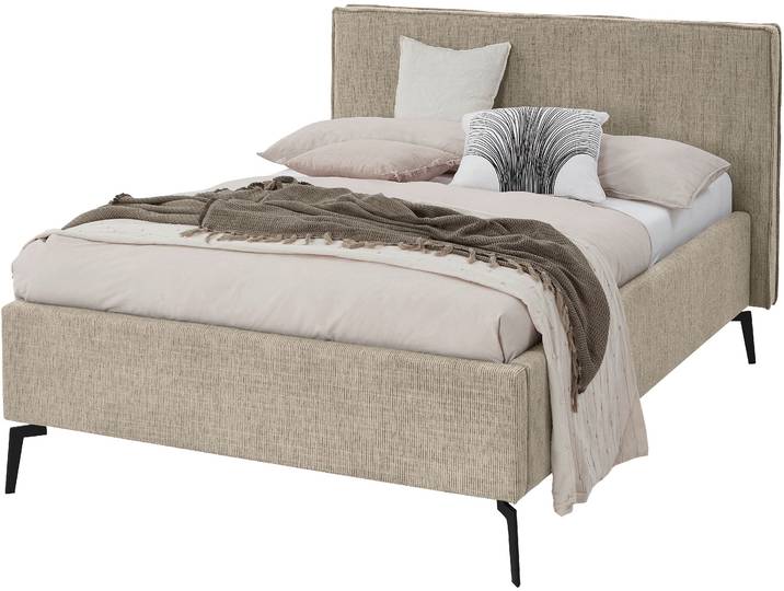 Polsterbett MEISE.MÖBEL Riva II , braun (toffee, toffee), B:165cm L:216cm, Betten, Polsterbett, mit schwarzen Metallfüssen, wahlweise mit Bettkasten