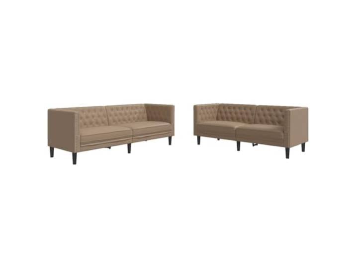 Todiikf Chesterfield Sofa Set 2-Teilig Kunstleder Couch Garnitur Braun Klassische Polstermöbel mit Knopffaltung für Ihr Wohnzimmer, 2er und 3er Couch Garnitur aus pflegeleichtem Kunstleder.