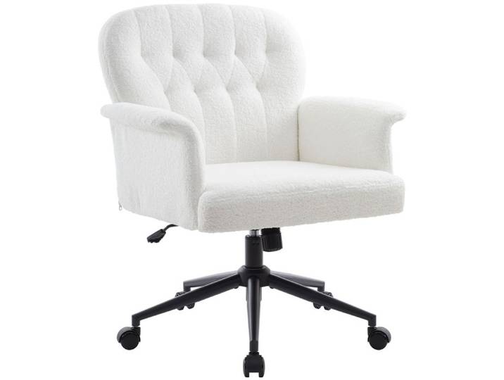 IWMH Chaise de bureau Fauteuil pivotante réglable en hauteur Siege pour coiffeuse chambre à coucher bureau à domicile - Blanc