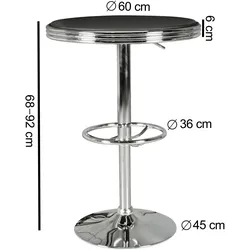 Bartisch Ø 60 cm American Diner Schwarz / Alu Design Bistrotisch Stehtisch rund