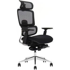 LMG Bürostuhl Business Chair, ST8F-BH-SW-F, schwarz, Stoff / Netz, mit Fußstütze & Kopfstütze, bis 150 kg