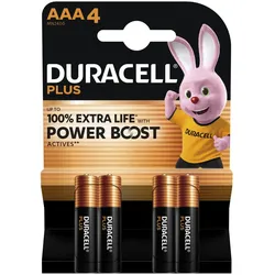 DURACELL Batterien PLUS Alkali-Mangan Micro AAA 1,5 V, 4 St.