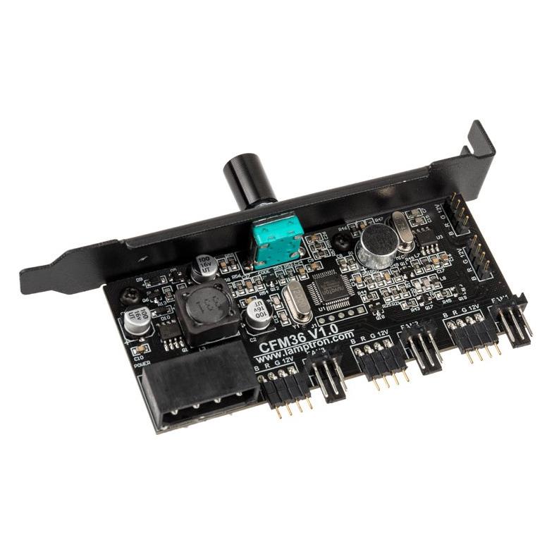 Lamptron CFM36 Lüfter- und RGB-LED-Controller für PCI-Slot - schwarz (3 Lüfter) (LAMP-CFM36B)