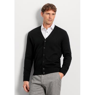 Strickjacke OLYMP "OLYMP Casual Strick, Strickjacke", Herren, Gr. M, schwarz, 100% Schurwolle, Strickjacken Strickjacke