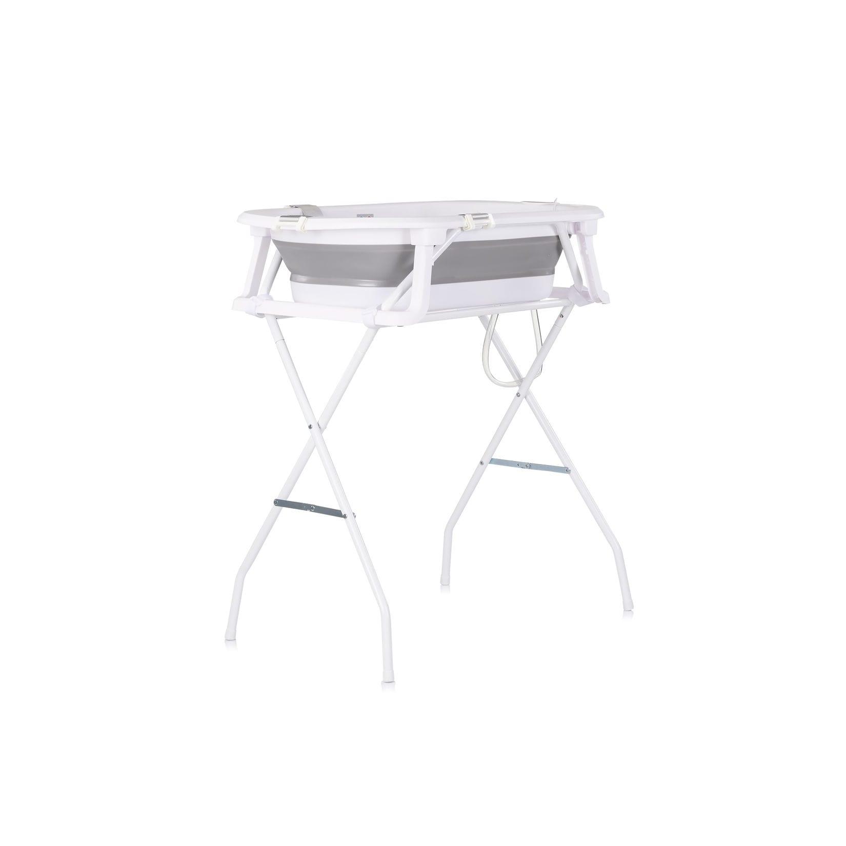 Chipolino Babybadewanne-Set Malibu 78 cm, Ständer, klappbar, Thermometer, Ablauf grau