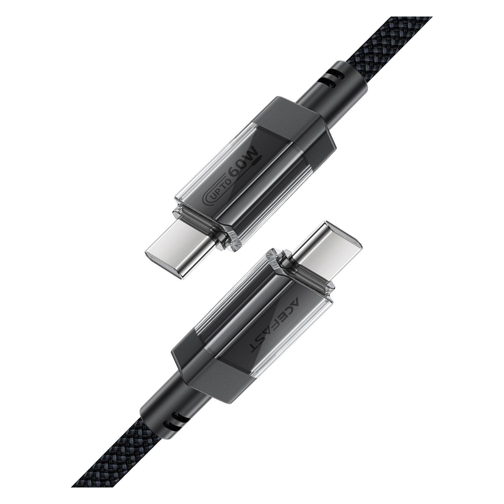 Acefast C12 USB-C / USB-C PD cable 60W 480Mb/with nylon braid - black (1.20 m, USB 3.2 Gen 2, 60 W) (C12-03)