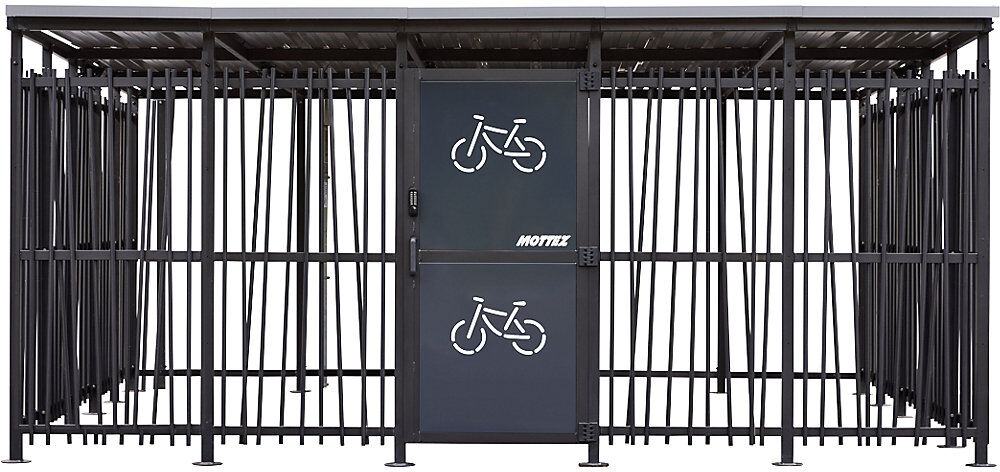 Mottez Fahrradunterstand, HxB 2360 x 5600 mm, Bambus, Tiefe 1000 mm, Anbaueinheit