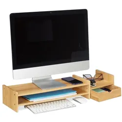 Relaxdays Monitorständer aus Bambus Hellbraun