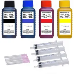 Nachfüllset für Epson Tintenpatronen T0711-4, T1281-4 ,T1291-4, T7021-4 - 4 x 100 ml Sensient Tinte