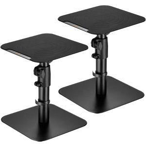 myWall Lautsprecherständer HS31L, schwarz, aus Metall, 2 Stück, universal, bis 15 kg, Höhe: 26 - 40 cm, neigbar & schwenkbar