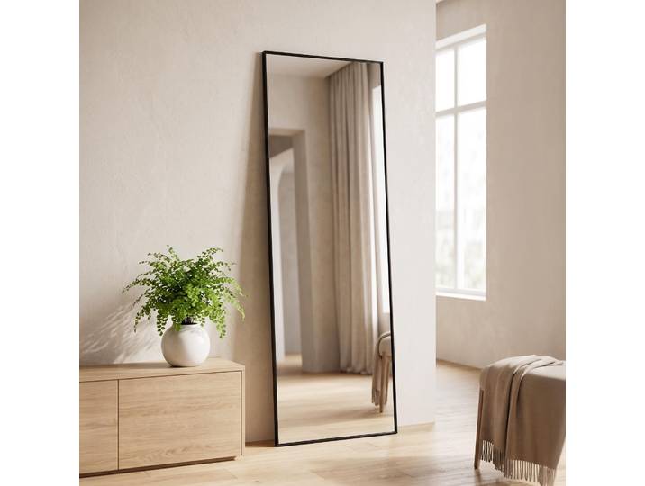 Miroir mural rectangulaire avec cadre noir 50 x 150 cm