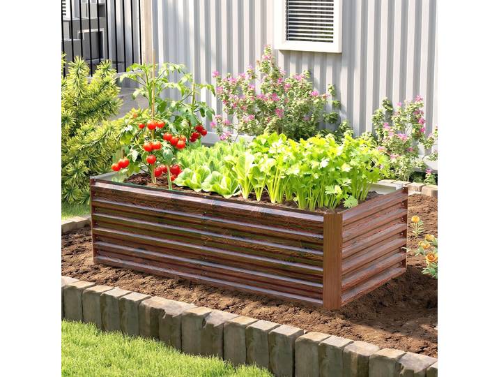Outsunny Bac Potager Surélevé 180x90x57.5cm Marron Foncé