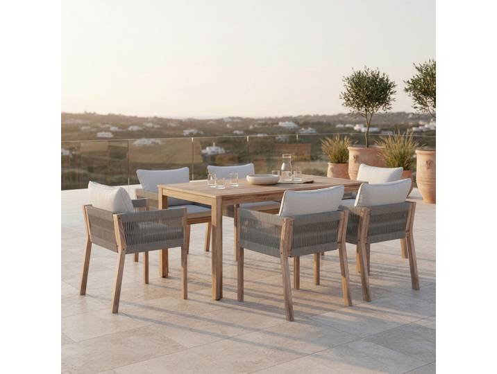 Gartenset Aldina Steingrau Holz/Outdoorstoff