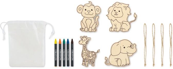 THEZOO Suspensions à colorier en bois blanc