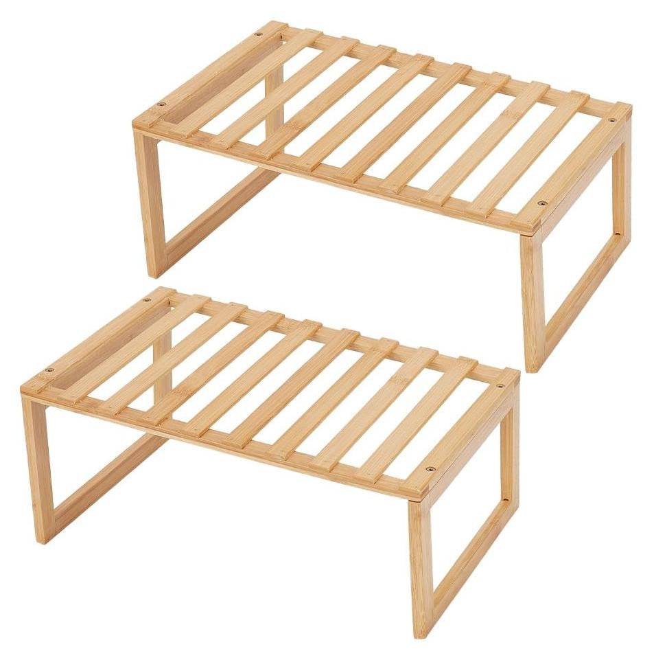 Merkloos Houten Keukenrek Organizer met Natuurlijke Planken voor Keuken en Badkamer
