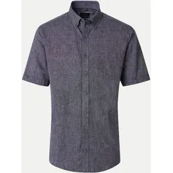 Kurzarmhemd mit Leinen Blau XL