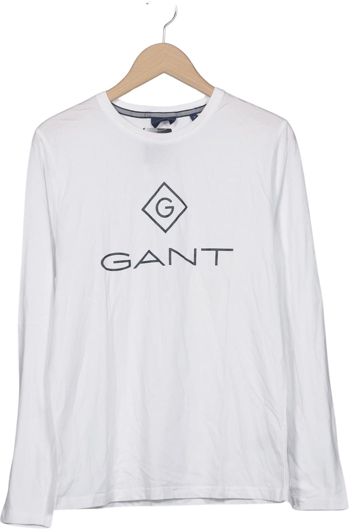 Gant Herren Langarmshirt, Weiß, Gr. S, Baumwolle - Second Hand