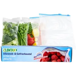 CLENTAX Gefrierbeutel 1L mit Gleitverschluss 20 St