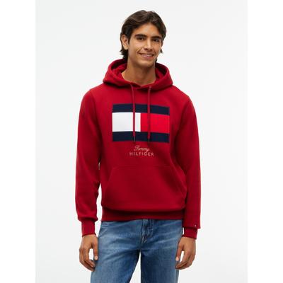 Hoodie TOMMY HILFIGER "GIFTING FLAG FLEECE", Herren, Gr. M, rot (medium rot), Obermaterial: 60% Baumwolle, 40% Polyester, normal normal, Rippbündchen, Sweatshirts Hoodie
