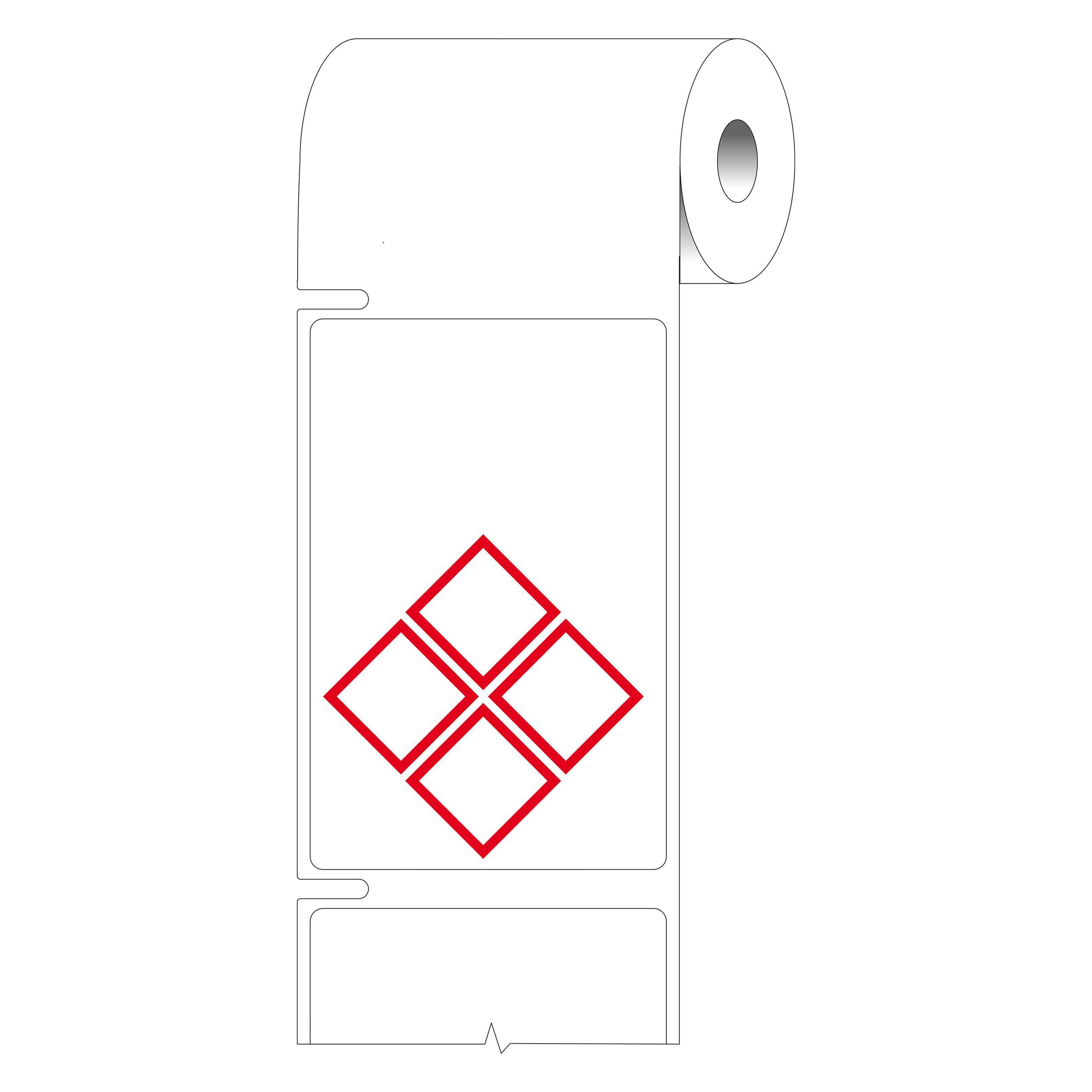 Brady THTCLP-S-L4B-7594-2, Polypropylen, Weiss, glänzend, 55.00 x 85.00 mm, Layout L4B (4 rote Raut (59 mm) (THTCLP-S-L4B-7594-2)