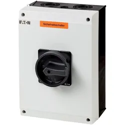 Eaton 207448 Sicherheitsschalter, T5, 100 A, 6-polig, HALT-Funktion, mit schwarzem Drehgriff und Sperrkranz, abschließbar in 0-Stellung mit