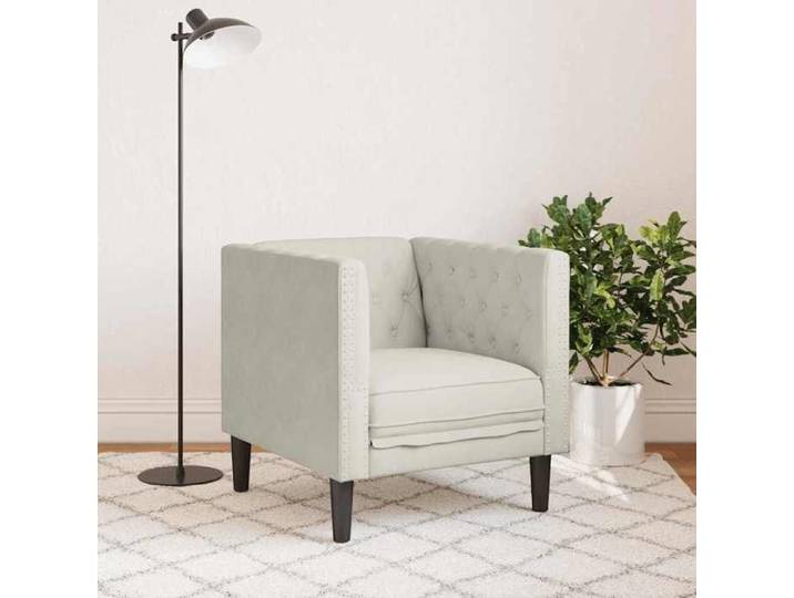 BEL-ACHAT* Fauteuil Chesterfield - Modèle droit - position fixe - Sofa crème velours Prom51886575