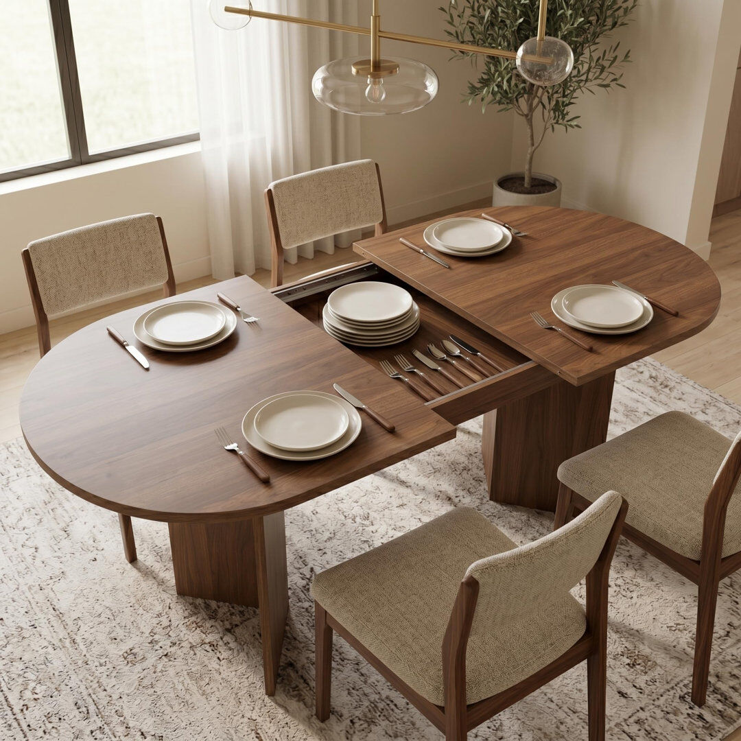 Metro 200 cm Extendable Circular Dining Table Brown Wood