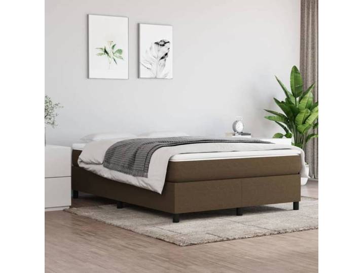 Brun Cadre de lit marron foncé 140x200 cm tissu - Lit chambre H13129