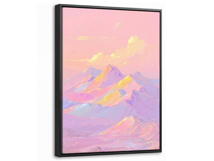 MuchoWow Leinwand Bilder mit Rahmen - Berggipfel - Wolken - Verträumt - 30x40, Hellrosa, Rechteckig, 30x40 cm, gerahmt, Bilder & Rahmen, Bilder, Leinwandbilder