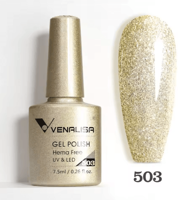 Inspire Picks Venalisa HEMA And TPO Free Glitter Gel Nail Polish Jelly Pink Nude Collection 503 Glitter Color